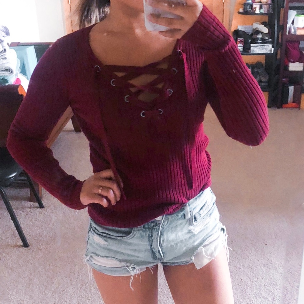 Hollister lace up sweater